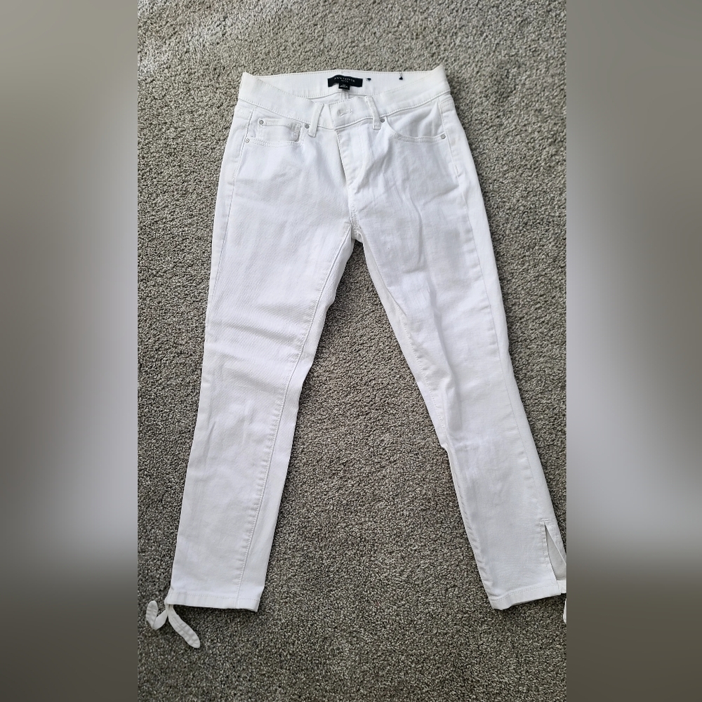Ann Taylor White Skinny Jeans Ankle Crisp Design